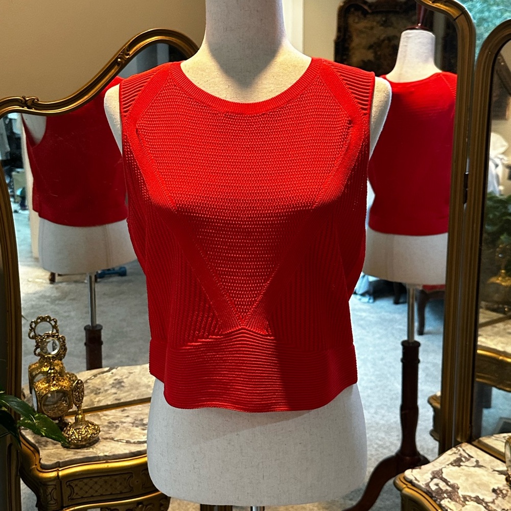 Bright red sleeveless ribbed Rachel Roy sweater - XL